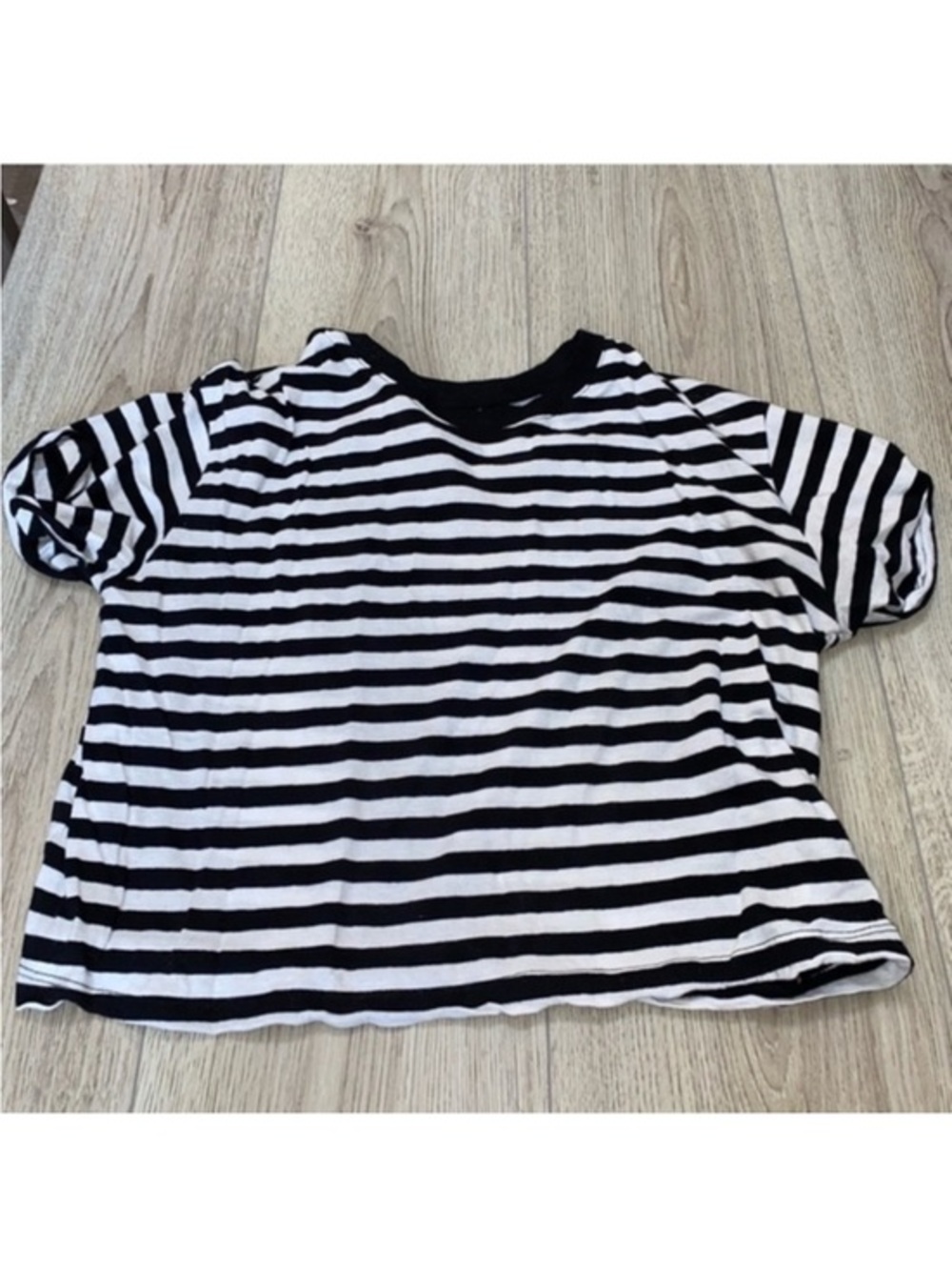 Divided by H&M black white striped short sleeve shirt top